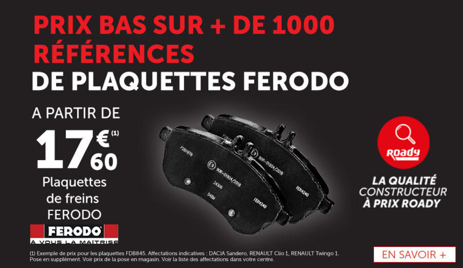 Prix bas sur plus de 1000 référence de plaquettes FERODO